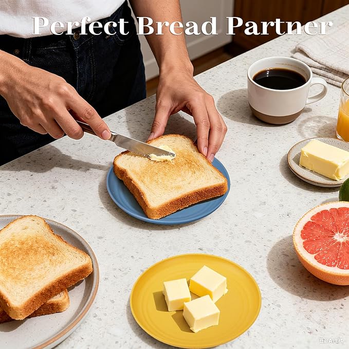 Appetizer Plates 5.7 Inch, Unbreakble Wheat Straw Plate Sets of 8, Plastic Plates Reusable, Microwave & Dishwasher Safe Small Plate for Dessert, Kitchen, Saucers, Party (Multicolor)