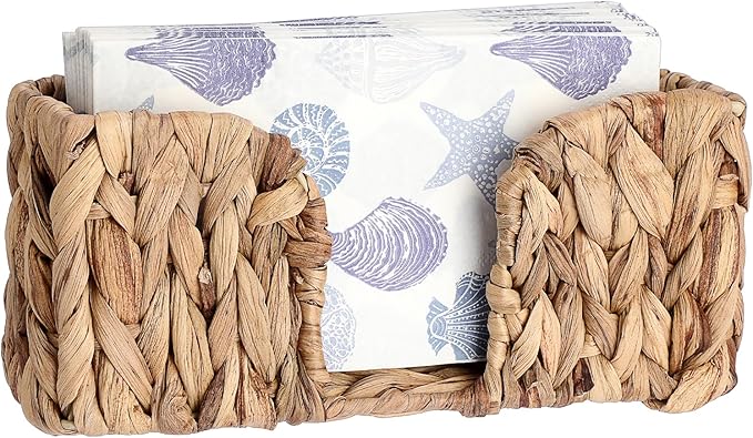 Sumnacon Guest Towel Napkin Holder, Vertical Water Hyacinth Napkin Holders for Table, Counter, Bathroom, Kitchen, Farmhouse Rectangle Napkins Basket Tray for Paper Napkins, Natural Home Office Decor