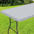 Smiry Rectangle Tablecloth, Elastic Fitted Flannel Backed Vinyl Tablecloths for 5ft Folding Tables, Waterproof Wipeable Table Covers for Indoor, Outdoor, Picnic and Camping (Light Grey, 30"x60")