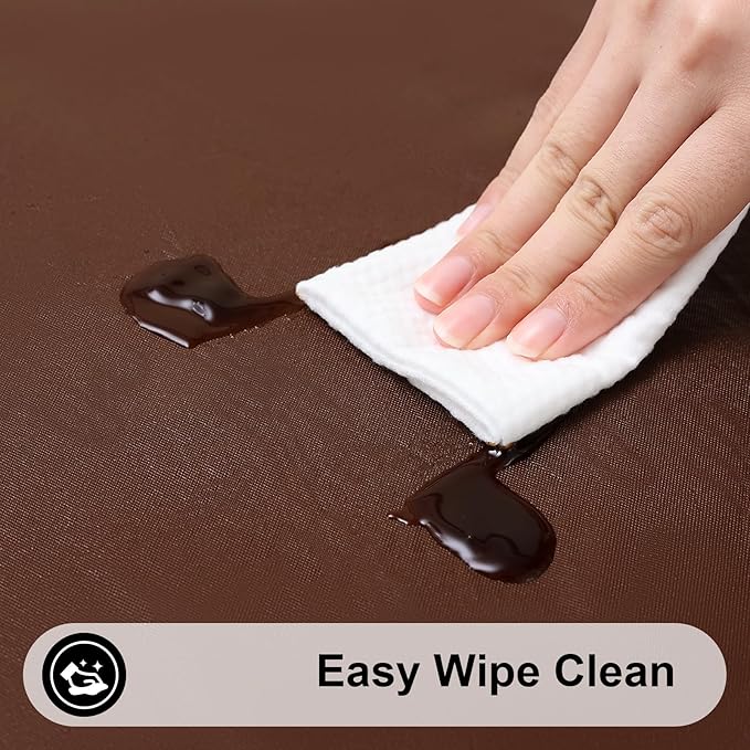 Smiry Rectangle Tablecloth, Elastic Fitted Flannel Backed Vinyl Tablecloths for 4ft Folding Tables, Waterproof Wipeable Table Covers for Outdoor, Indoor, Picnic and Camping (Coffee, 30"x48")