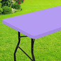 Smiry Rectangle Picnic Table Cloth, Waterproof Elastic Fitted Tablecloths for 6 Foot Tables, Washable Polyester Table Cover for Camping, Indoor and Outdoor (Lavender, 30"x72")