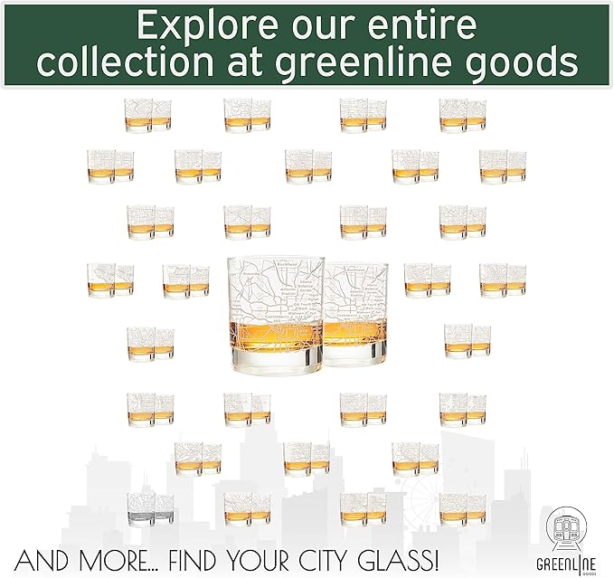 Greenline Goods Whiskey Glasses - 10 Oz Tumbler Gift Set for Atlanta lovers, Etched with Atlanta Map | Old Fashioned Rocks Glass - Set of 2