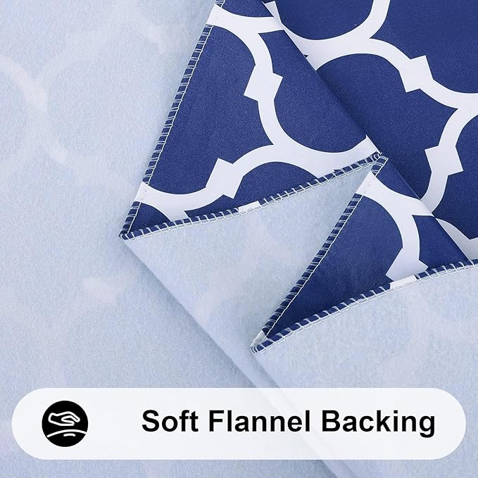 Smiry Rectangle Table Cloth, Wipeable Spillproof Plastic Tablecloths for Dining, Waterproof Vinyl Tablecloth with Flannel Backing for Rectangle Tables, Camping, Outdoor and Indoor (70"x90", Navy)