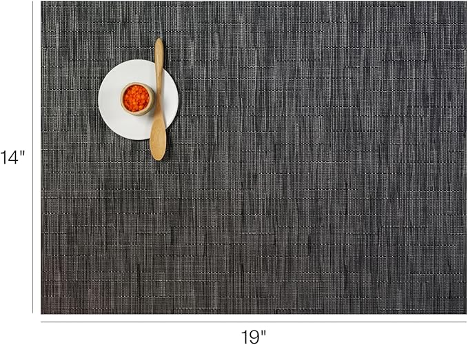 Chilewich Bamboo Placemats Set of 4 - Woven Rectangle Placemats - Reusable, Stain-Resistant, Indoor/Outdoor Tabletop Protection - 19" x 14" - Smoke