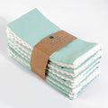Fingercraft Dinner Cloth Napkin Cotton Linen Set of 12 Mitered Corners with Natural Elegant Lace for Everyday Use Napkins are Pre Shrunk and Good Absorbency with Lace 20x20 in Aqua