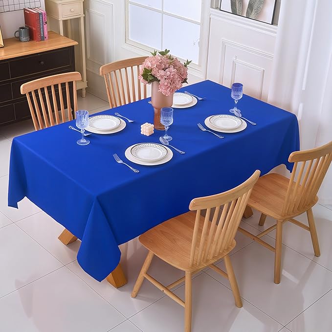 2-Pack 60x102 inch Royal Blue Table Cloths, Solid Stain and Wrinkle Resistant Oblong Tablecloth, Premium Plain Weave Polyester Fabric Rectangle Table Linen Covers for Hotel, Wedding