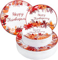 Rubtlamp 60PCS Thanksgiving Plastic Plates, White Orange Pumpkin Plates, Red Disposable Plates with Maple Leaves, Fall Disposable Plates Include 30 Dinner Plates, 30 Salad Plates For Thanksgiving