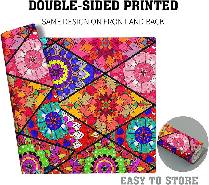 Boho Placemats Set of 4 - Bohemian Flowers Place Mats 12x18 Colorful Floral Table Mats Kitchen Mats for Party Dining Table