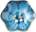 Jewelry Dish Tray, Ring Dish, Ceramic Trinket Tray, Key Bowl, Decorative Plate, for Friends Sisters Daughter Mother (Starry Blue)