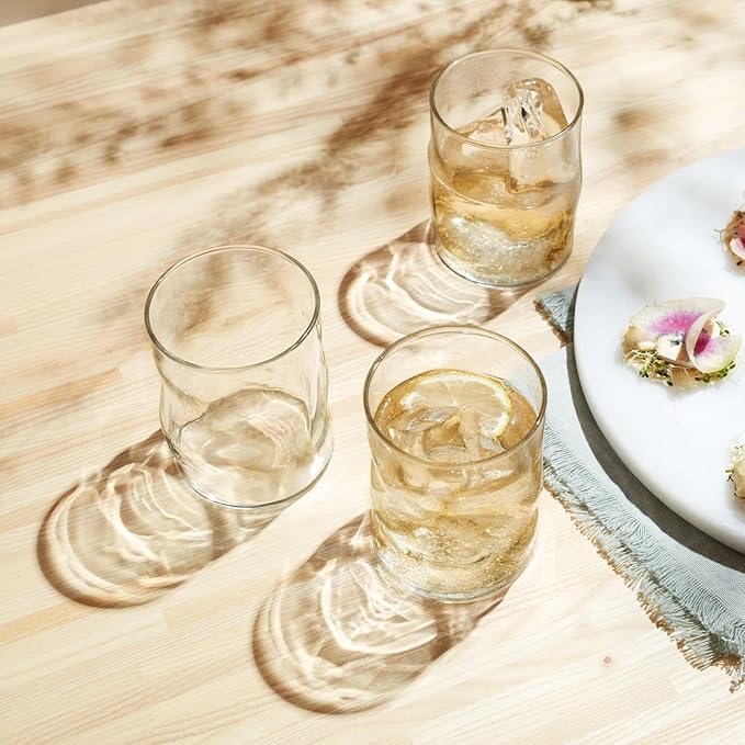 Libbey Lava Rocks Glasses Set, Free Form Glassware Drinking Glasses Set of 8, Tactile, All-Purpose, Dishwasher Safe Glasses for Cocktail Parties
