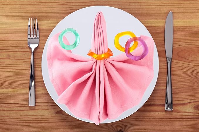 CLEENTABLE Epoxy Resin Spring Napkin Rings Set of 12 - Irregular Napkin Holders for Dining Table, Party Decor, Weddings, Everyday Use, Elegant Tabletop Accents (Multi Pastel)