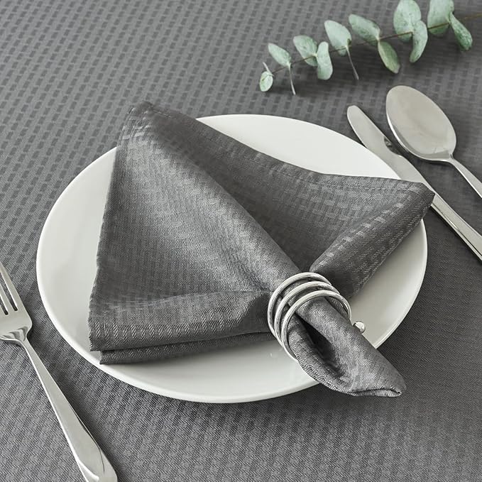 maxmill Cloth Napkins Weaved Texture Pattern Soft Comfortable and Luxury Serviette for Restaurant Family Dinners Weddings Parties and Banquets Set of 4 Pieces, 20 x 20 Inch Charcoal Gray