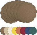 AHHFSMEI Round Faux Linen Placemats Set of 6 Waterproof Table Mats Heat Resistant Non-Slip and Stain Proof for Kitchen Dining Elegant Decor (Brown,6)