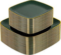 bUCLA 100PCS Green and Gold Plastic Plates - Heavy Duty Square Green Disposable - Include 50 Dinner & 50 Dessert Plates for Party & Christmas