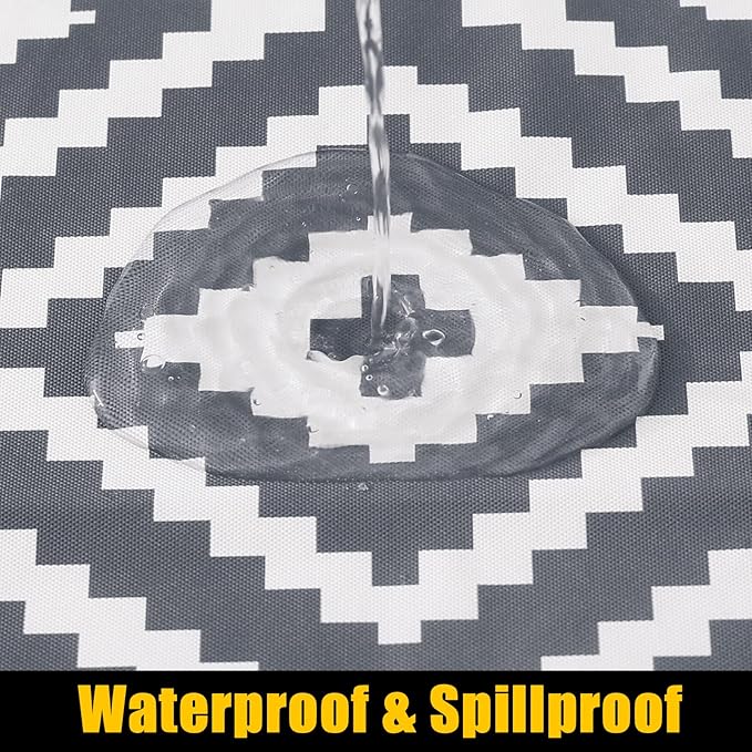 Smiry Rectangle Table Cloth Cover, Waterproof Elastic Fitted Picnic Tablecloth for 6 Foot Tables, Wipeable Flannel Backed Vinyl Tablecloths for Camping, Dining, Outdoor (Grey, 30" x 72")
