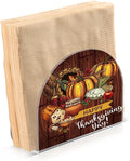 Napkin Holder Happy Thanksgiving Day Turkey Bread Pumpkin Crystal Clear Acrylic Napkin Holders, Paper Napkin Holder Dining Table Dispenser for Kitchen Restaurant Home Decor Bar Accessories