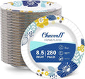 8.5 Inch Paper Plates Bulk 280 Count, Cut Proof Heavy Duty Paper Plates, Soak Proof Dessert Plate, Disposable Dinner Plate for Party, Birthday and Picnic (Flower)