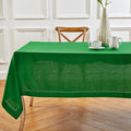 Solino Home Linen Tablecloth 52 x 52 Inch - 100% Pure Linen Garden Green Square Tablecloth - Classic Hemstitch, Machine Washable Table Throw for Winter, St Patricks Day, Easter