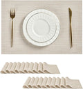 Leetaltree Beige White Placemats Set of 20 - Heat Resistant Non-Slip Place mats for Dining Table, Washable Durable PVC Vinyl Woven Table Mats(Beige White, 20)
