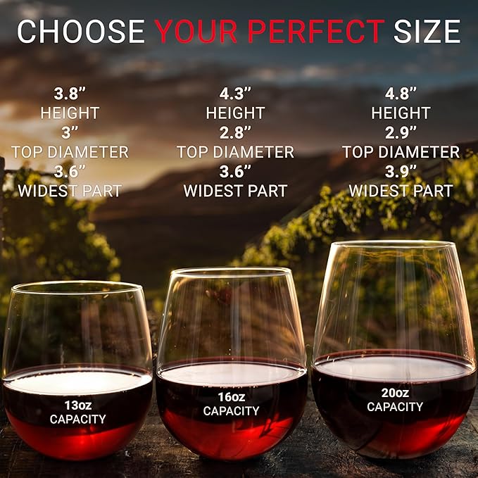 Unbreakable Stemless Plastic Wine Glasses | Reusable | Shatterproof 100% Tritan Plastic | Dishwasher-Safe | BPA-free | Awesome for Indoor & Outdoor | 16 oz, Set of 12