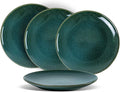 UNICASA Ceramic 10.25 Inch Dinner Plates Set, Porcelain Pasta Plate Set of 4, Reactive Glaze Serving Dishes for Steak, Salad, Pizza, Dishwasher & Microwave Safe (Teal)