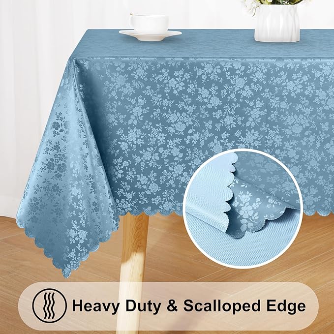 Smiry Rectangle Table Cloth, Waterproof Heavy Duty Vinyl Tablecloths, Wipeable Washable Table Cover for Kitchen and Dining Room (Stone Blue, 54" X 78")