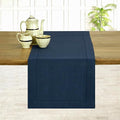 D'Moksha Homes Linen Navy Blue Table Runner 132 Inches Long - 100% Pure Linen Extra Long Table Runner 14 x 132 Inch for Easter - Classic Hemstitch