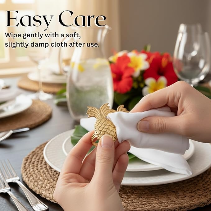 ALPHA Living HOME Set of 12 Napkin Rings Pineapple Antique Gold Bulk Elegant Napkin Rings Thanksgiving Christmas Napkin Holder Handmade Buckles Rings for Farmhouse Table Decor Harvest Wedding Party