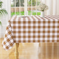 misaya Rectangle Waterproof Vinyl Table Cloth, Buffalo Flannel Backed Tablecloth, Wipeable Plastic Table Cover for Dinner, Kitchen, Outdoor (60" x 120", Brown and White)
