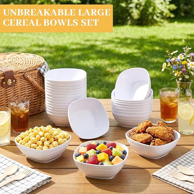 Gejoy 64 Pcs Unbreakable Cereal Reusable Wheat Straw Lightweight Bowls Microwave and Dishwasher Safe Soup Fiber Bowls for Kitchen Serving Salad Rice Snacks (White)
