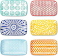 Selamica Rectangular Salad Plates, 7.1 Inch Dessert Plates Ceramic, Small Plates for Appetizer, Snack, Sushi, Fruit, Set of 6, Assorted Colors