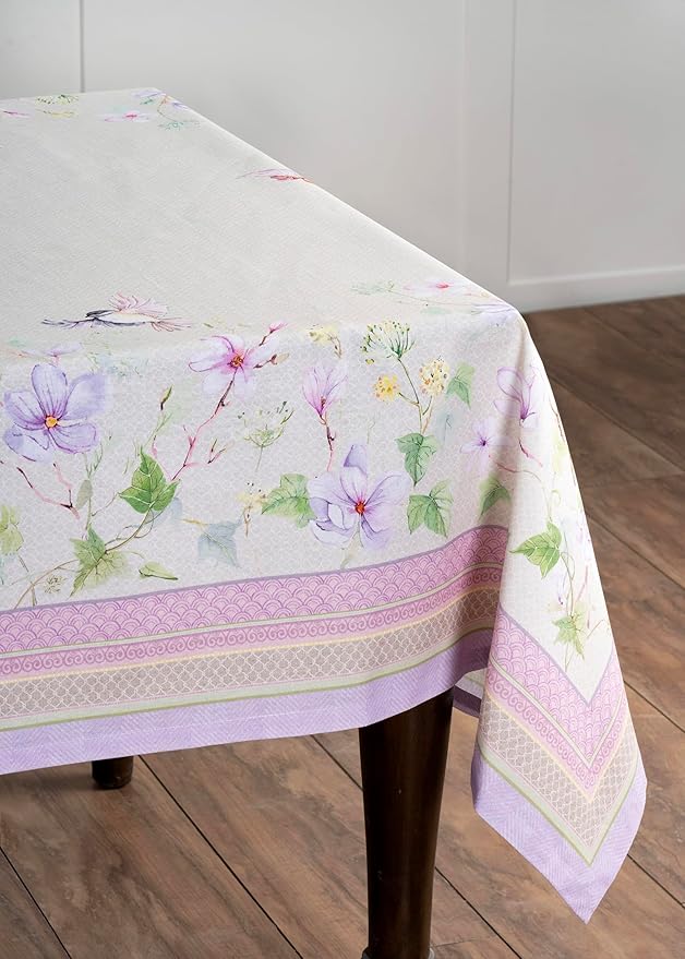 Maison d' Hermine Table Cloth Square Table 100% Cotton 60 x 60 Inches Tablecloth Reusable Decorative for Dining Room Farmhouse Home Valentines Day Decorations Spring Summer - Magnolia Mornings