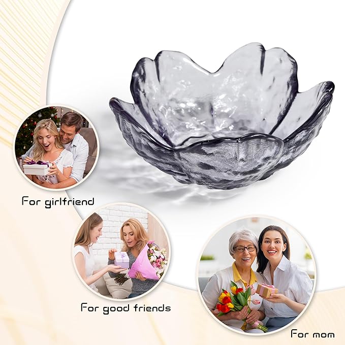 Cherry Blossom Glass Ring Holder Dish, Decorative Jewelry Trinket Rings Earrings Keys Storage Organizer Tray(Gray)