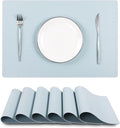 Faux Leather Placemats, PU Table Mats, Set of 6, Waterproof, Stain Resistant, Heat Resistant, Non-Slip Easy to Clean for Kitchen Dining Table,Conference Table C Teal Blue