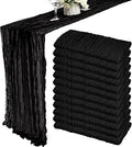 12 Pack 10Ft Cheesecloth Table Runner 35x120 Inch Boho Gauze Table Runner Rustic Cheese Cloth Long Romantic Table Runners for Wedding Bridal Shower Birthday Party Table Decor (Black)