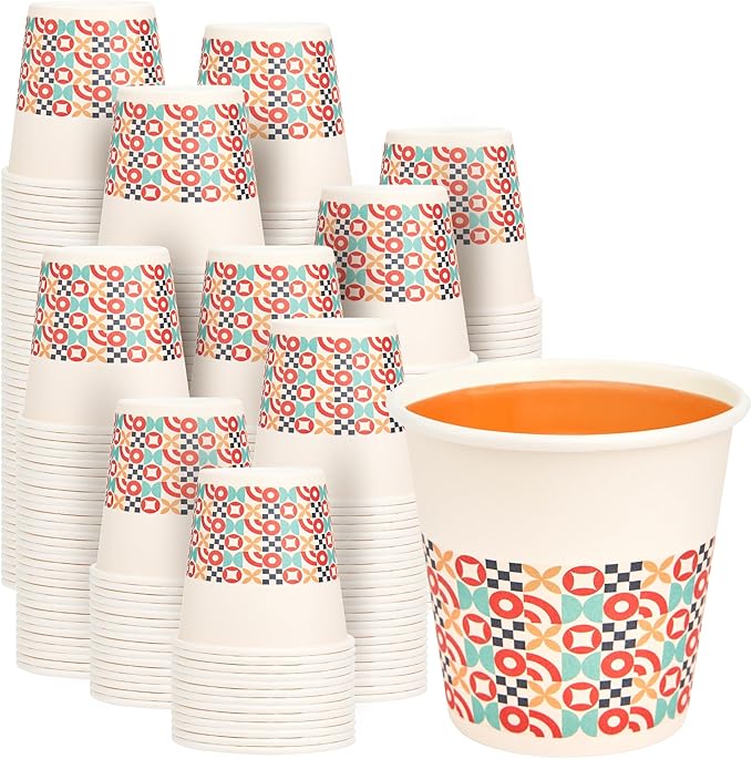 300 Pack 3 oz Bathroom Cups, Disposable Paper Cups with Rolled Rim, Small Paper Mouthwash Cup for Guest Bathrooms, Vanity & Office Use, Puzzle