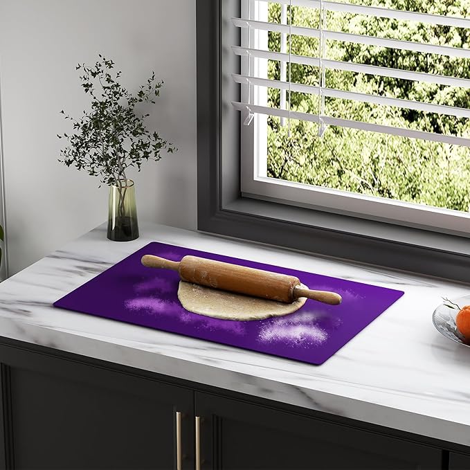 2-Pack Extra Thick Silicone Counter Mats - 24”x16” Large Heat Resistant Kitchen Countertop Protector, Non-Slip Hot Pad Trivet for Air Fryer, Hot Pots & Pans, Coffee Maker (Purple)