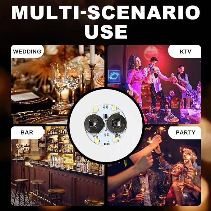 50 PCS LED Coaster, Light Up Coasters for Drinks, Liquor Bottle Lights Stickers Coasters, Flash Light Up Bar Coaster for Club, Bar, Party, Wedding Decor