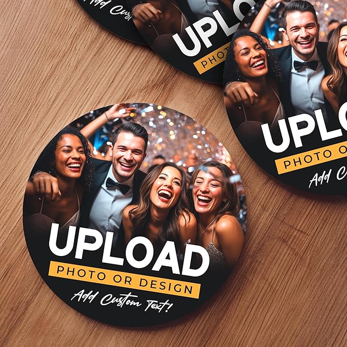 100-Pack, Personalized Drink Coasters, Custom Cardboard Coasters with Photo and Text, Design Your Own Coaster for Events, Parties, Bars and Unique Gifts, 3.95" Round