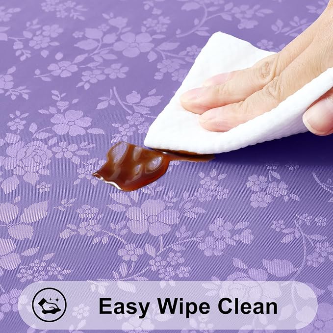 Smiry Rectangle Table Cloth, Waterproof Heavy Duty Vinyl Tablecloths, Wipeable Washable Table Cover for Kitchen and Dining Room (Purple, 60" X 102")