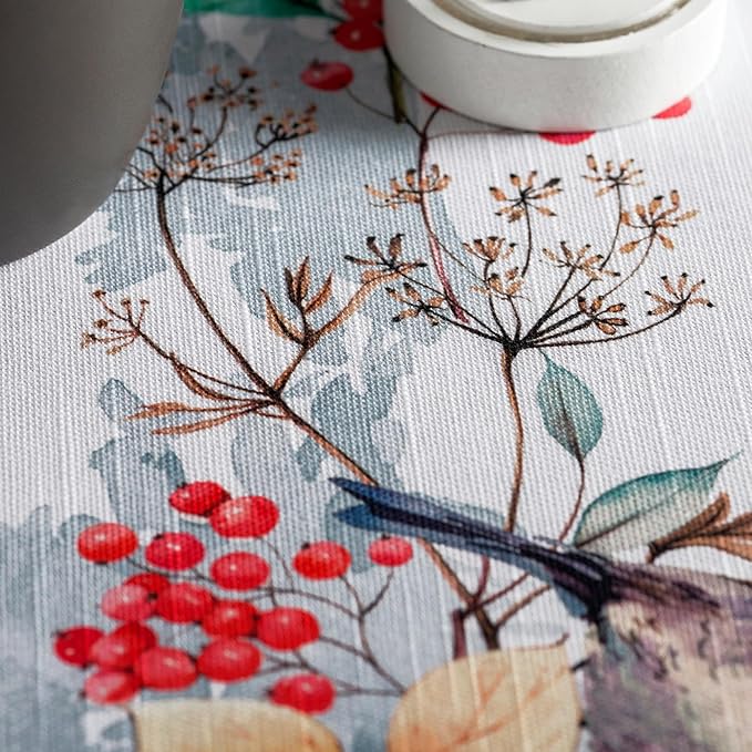 Maison d' Hermine Table Cloth Rectangle Table 100% Cotton 54 x 72 Inches Fall Tablecloth Reusable Everyday Use for Thanksgiving Christmas Decorations Dining Farmhouse Party (Morzine)