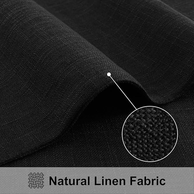 homing Cotton Linen Placemats Set of 6, Cloth Washable Farmhouse Dining Table Mats for Indoors & Outdoors, Easy to Clean, Black, 13 x 19 Inch