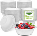 Paper Bowls 10 oz, 200 Pack Bowls Disposable Heavy Duty For Hot Soup, Ice Cream, Fruits, Snack, Small Compostable Bowl Made Of White Sugarcane
