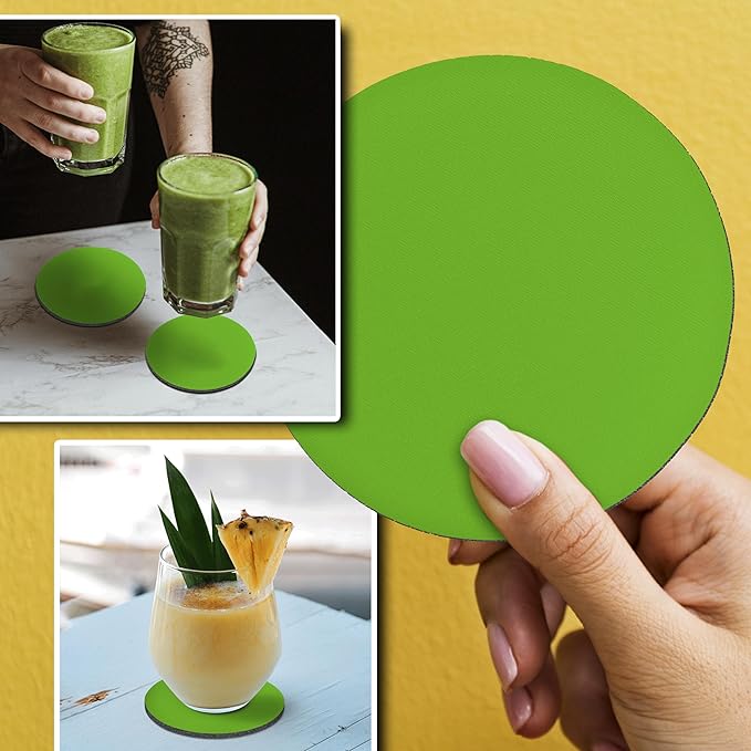 10 Round Foam Bud Coasters Pack, 4 inch - PU Foam, Party Favor - Lime Green