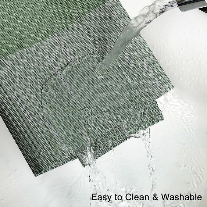 Placemats Set of 8, Vinyl Woven Place Mats Indoor Set of 8 Washable Wipeable PVC Table Mats Heat-Resistant Non Slip Placemat for Kitchen Dining Outdoor Table (Gray Sage Green, Set of 8)