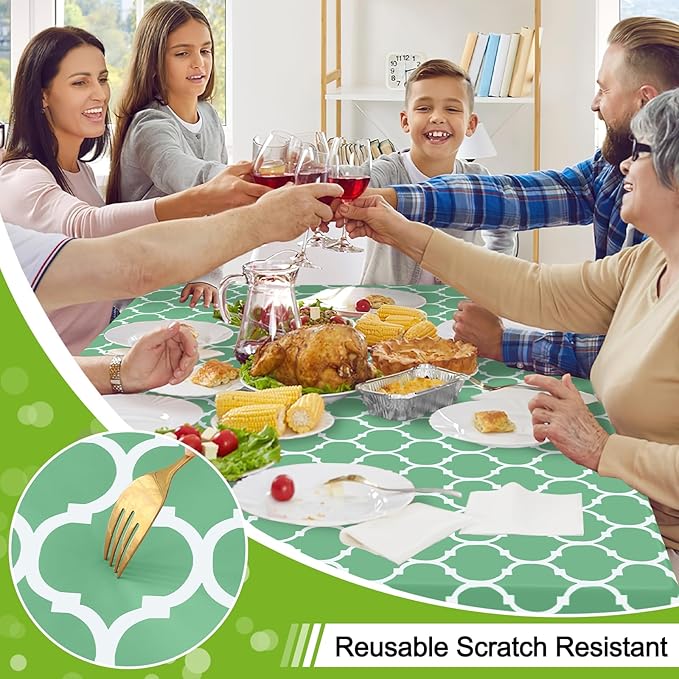 Smiry Rectangle Table Cloth, Waterproof Vinyl Tablecloth with Flannel Backing for Rectangle Tables, Wipeable Spillproof Plastic Tablecloths for Dining, Camping and Indoor (54"x108", Sage Green)
