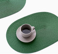 FunWheat Oval Braided Placemats Set of 4 Table Mats for Dining Tables Washable Heat Resistant Place Mats for Indoor Outdoor Use 12 x18 Inch(Oval Black Green, 4pcs)