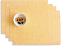 Solino Home Linen Placemats Set of 4-100% Pure Linen Chambray Mustard Yellow Cloth Placemats 14 x 19 Inch for Spring, Easter - Athena
