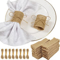 Natural Burlap Napkin Rings Set of 200 pcs with Jute Rope,Disposable Napkin Bands Bulk,Rustic Serviette Ring for Tables,Decorations,Wedding,Dinner,Country Party Decor