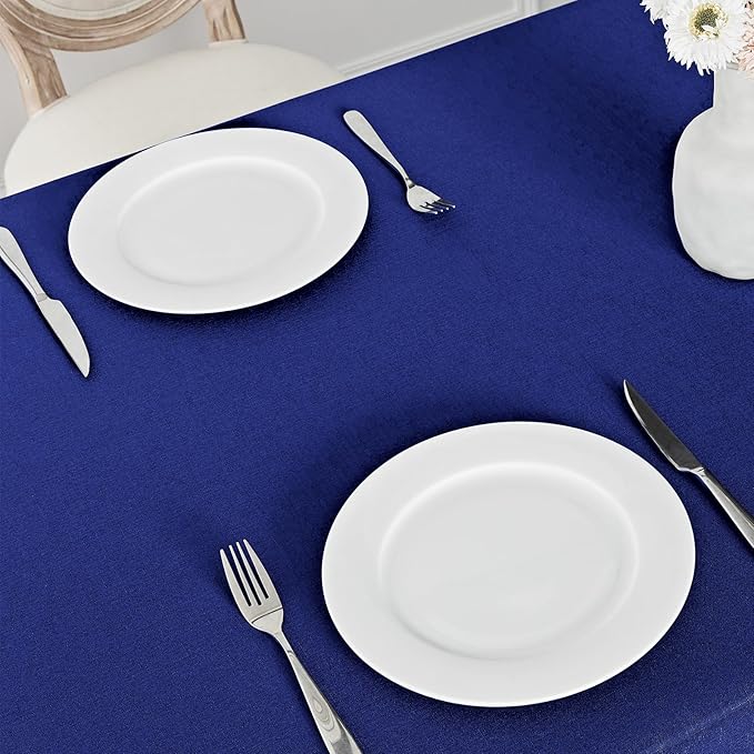 Rectangle Tablecloth Waterproof 60x144 inch Linen Textured Table Cloth Stain and Wrinkle Resistant Washable, Decorative Fabric Table Cover for Dining, Party and Camping, Royal Blue